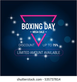 Pink and white text on Blue background. boxing day lettering for invitation and greeting card