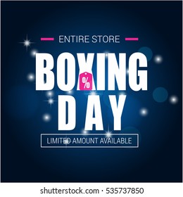 Pink and white text on Blue background. boxing day lettering for invitation and greeting card