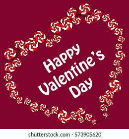 pink white vector card with hearts on Valentine's Day