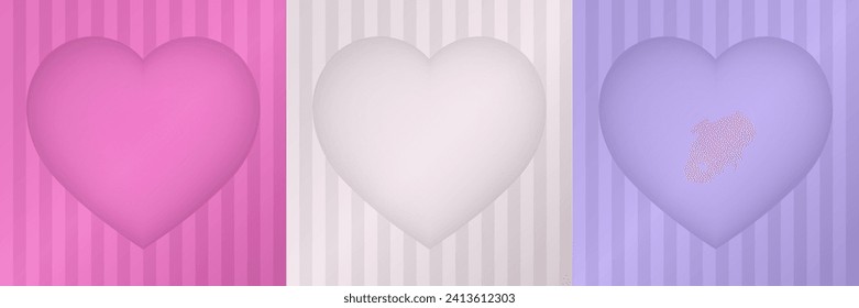 Abundantes tonos rosa, blanco y violeta, con ventanas y rayas arqueadas. Nicho o alcoba en forma de corazón.