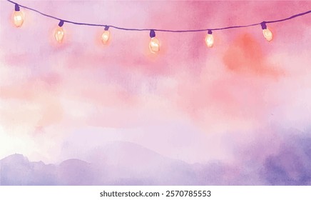 pink and white watercolor background christmas lights