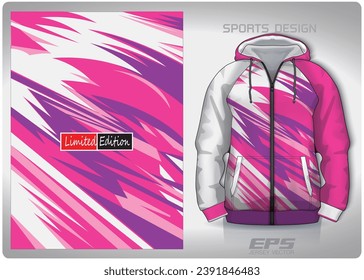 Pink and white wavy lightning pattern design, illustration, textile background for sports t-shirt, football jersey shirt mockup for football club. consistent front view