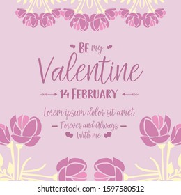 Pink and white wreath unique frame, for happy valentine invitation card design. Vector