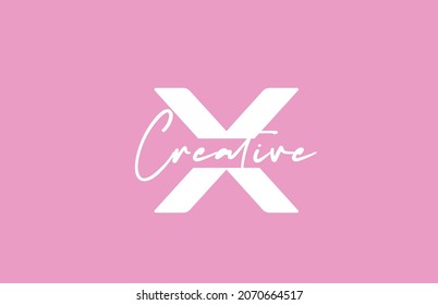 pink white X alphabet letter logo icon design. Creative concept for business and company