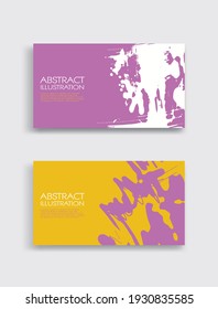 Pink white yellow ink brush stroke card on white background. Japanese style. Vector illustration of grunge stains