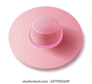 Pink wide-brimmed hat with concentric circles top view summer fashion accessory stylish design