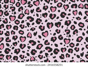 Pink wild leopar vector design hand drawn seamless