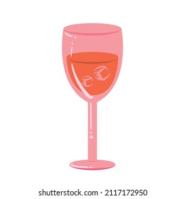 pink wine cup over white