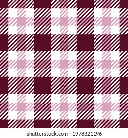 Pink, wine and white simple plaid. Seamless vector classic check pattern suitable for fashion, home decor or stationary.