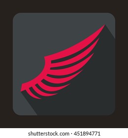 Pink wing icon in flat style on a gray background