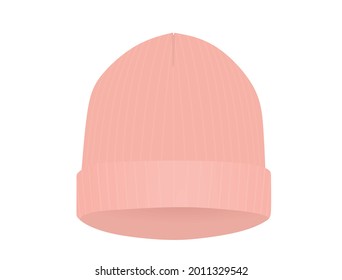 Pink winter hat. vector illustration