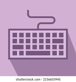 pink wireless computer keyboard icon, linear, vector illustration 