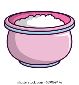 Pink witches cauldron icon. Cartoon illustration of pink witches cauldron vector icon for web design