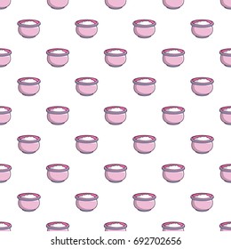Pink witches cauldron pattern in cartoon style. Seamless pattern vector illustration