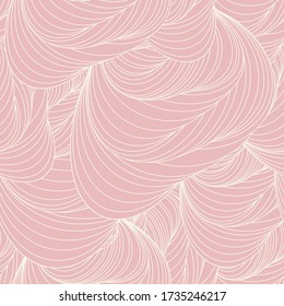 Pink and wite wavy seamless pattern (seamlessly tiling). Editable Stroke Abstract background for your design paper, scrapbooking, textile, wallpaper, 
web design, greeting card, business card. Vector