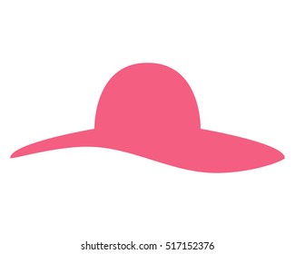 Pink woman hat silhouette icon. Elegant summer lady accessory. Simple and minimalistic. Isolated vector illustration on white background.