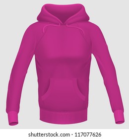 Pink woman hoodie, vector illustration