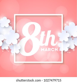 Pink womans day background with number 8.