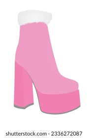 Pink  women boots. vector illustration