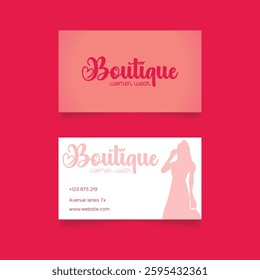 pink women business card design template
