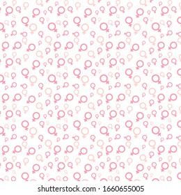 Pink "Women" symbol pattern. International women's day background. Minimalistic design for international women's day concept. Vector illustration
