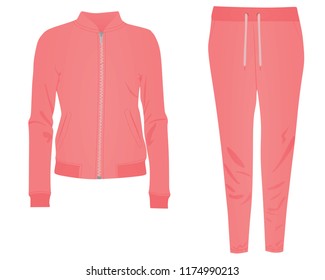  Pink women tracksuit. vector illustration