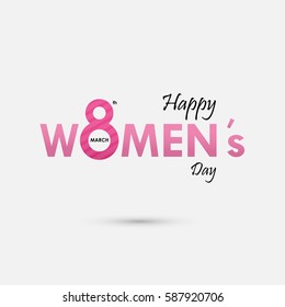 Pink "Women" Typographical Design Elements. International women's day icon.Women's day symbol.Minimalistic design for international women's day concept.Vector illustration