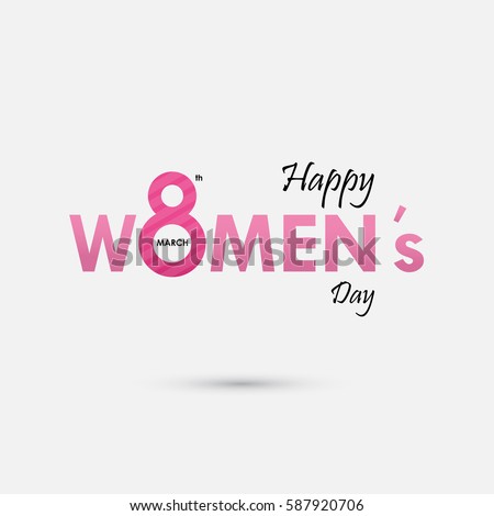 Pink "Women" Typographical Design Elements. International women's day icon.Women's day symbol.Minimalistic design for international women's day concept.Vector illustration