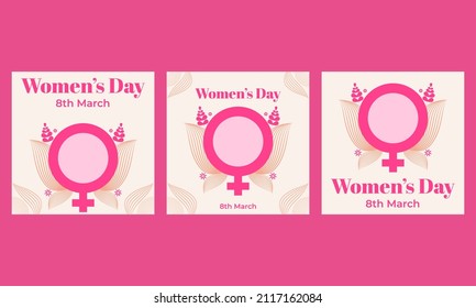 pink womens day social media post collection