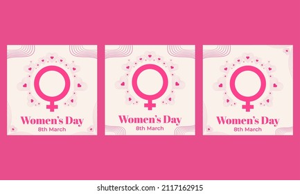 pink womens day social media post collection