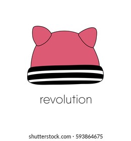Pink womens pussy hat, feminists protest. Vector illustration.