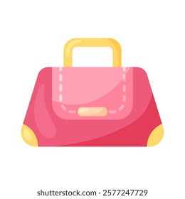 Pink Women's trapezoid Bag. Element for design on white background. Isolated vector illustration.