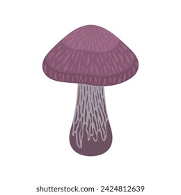 Pink wood blewit mushroom realistic flat style vector illustration