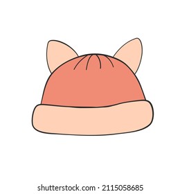 Pink wool hat hand drawn for design