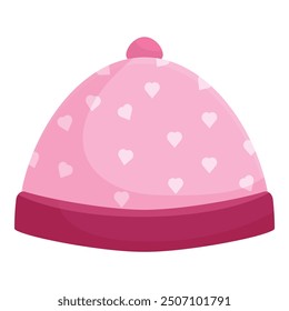 Sombrero de lana rosa con corazones blancos, diseñado para mantener a los bebés calientes y con estilo durante los meses de invierno