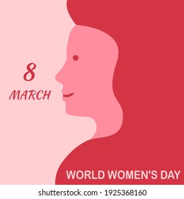 rosafarbene Welt Frauentag-Hintergrund-Design. Abbildung des Kopfes einer Frau.
