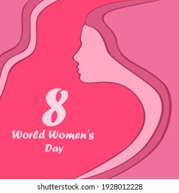 pink world women's day greeting background design.