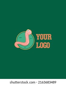 Pink worm cartoon mascot vector logo design 