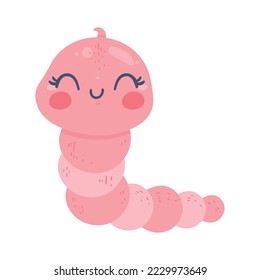 pink worm garden animal character