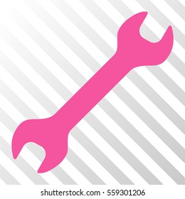 Pink Wrench interface pictogram. Vector pictograph style is a flat symbol on diagonal hatch transparent background.