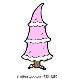 caricatura de un árbol de navidad rosa