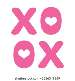 Pink XO XO Love Typography with Heart Motif Design