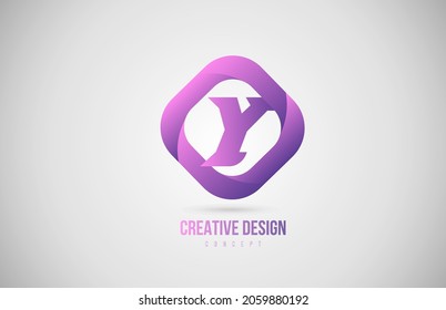 pink Y alphabet letter logo icon. Creative design template for company 