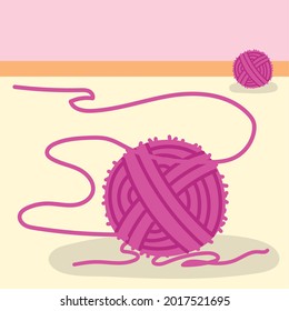 pink yarn of wool knit cartoon