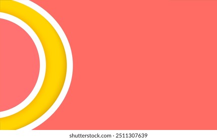 pink yellow background with curved border lines. Vibrant Abstract Circle on Pink Background. Minimalist Yellow Ring Design. Modern Geometric Art Bold and Bright banner template, Abstract Colorful art
