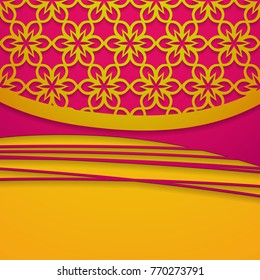 pink and yellow background with cut paper