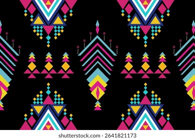 Pink Yellow Black Geometry Decoration Aztec Native American Text tile Pattern