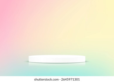 Pink Yellow and Blue Background Empty Room Studio with podium Space for selling products on the website. Vector illustration.