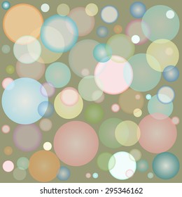 Pink, Yellow, Blue, Lilac, Green And Orange Bubbles, Green Background