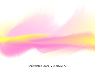 Pink, yellow blurry mountains landscape, iridescent smooth gradient brush stroke isolated design element, transparent background. Aesthetic fluid flow abstract watercolor painting shape.